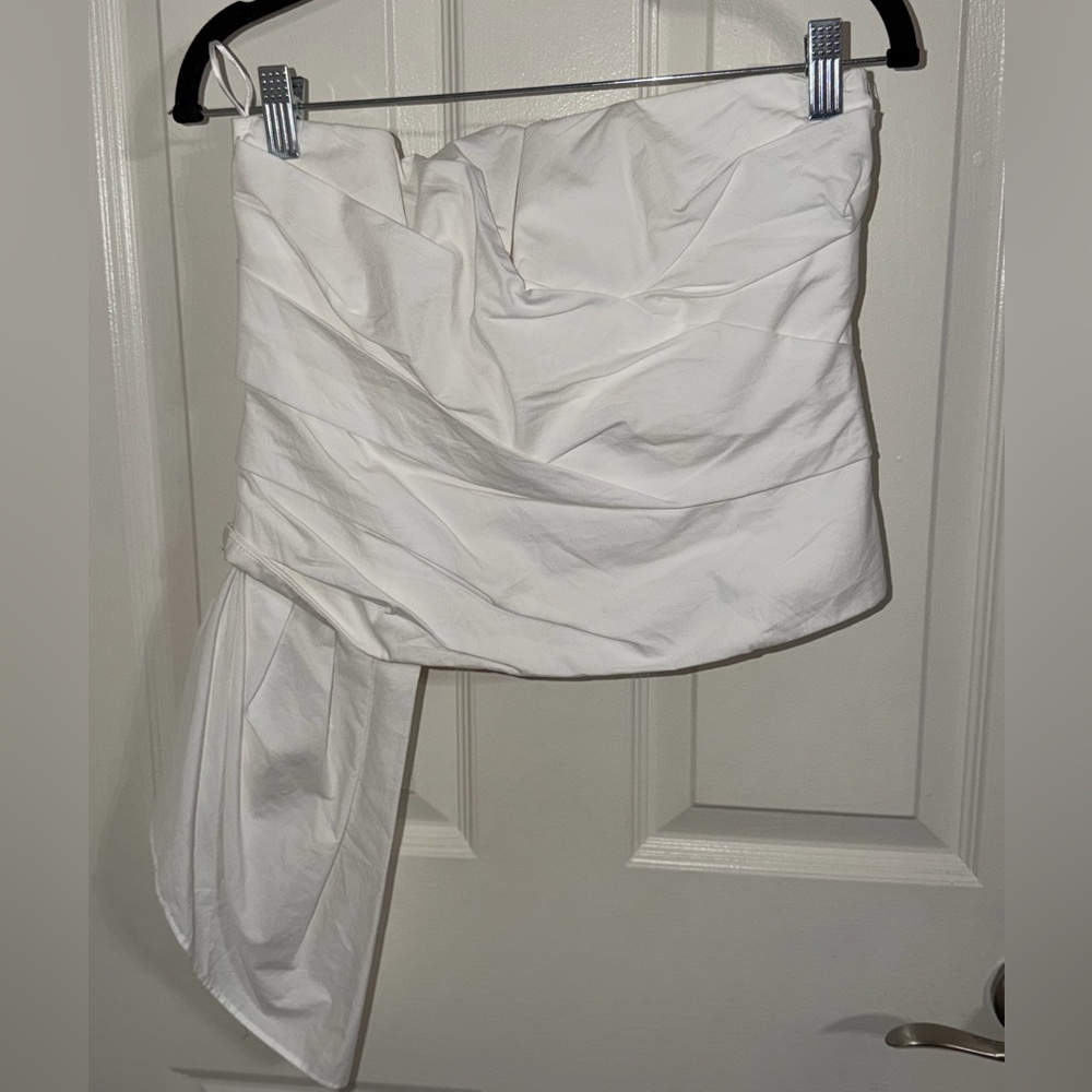 Zara White Asymmetrical Draped Top - Picture 2 of 3